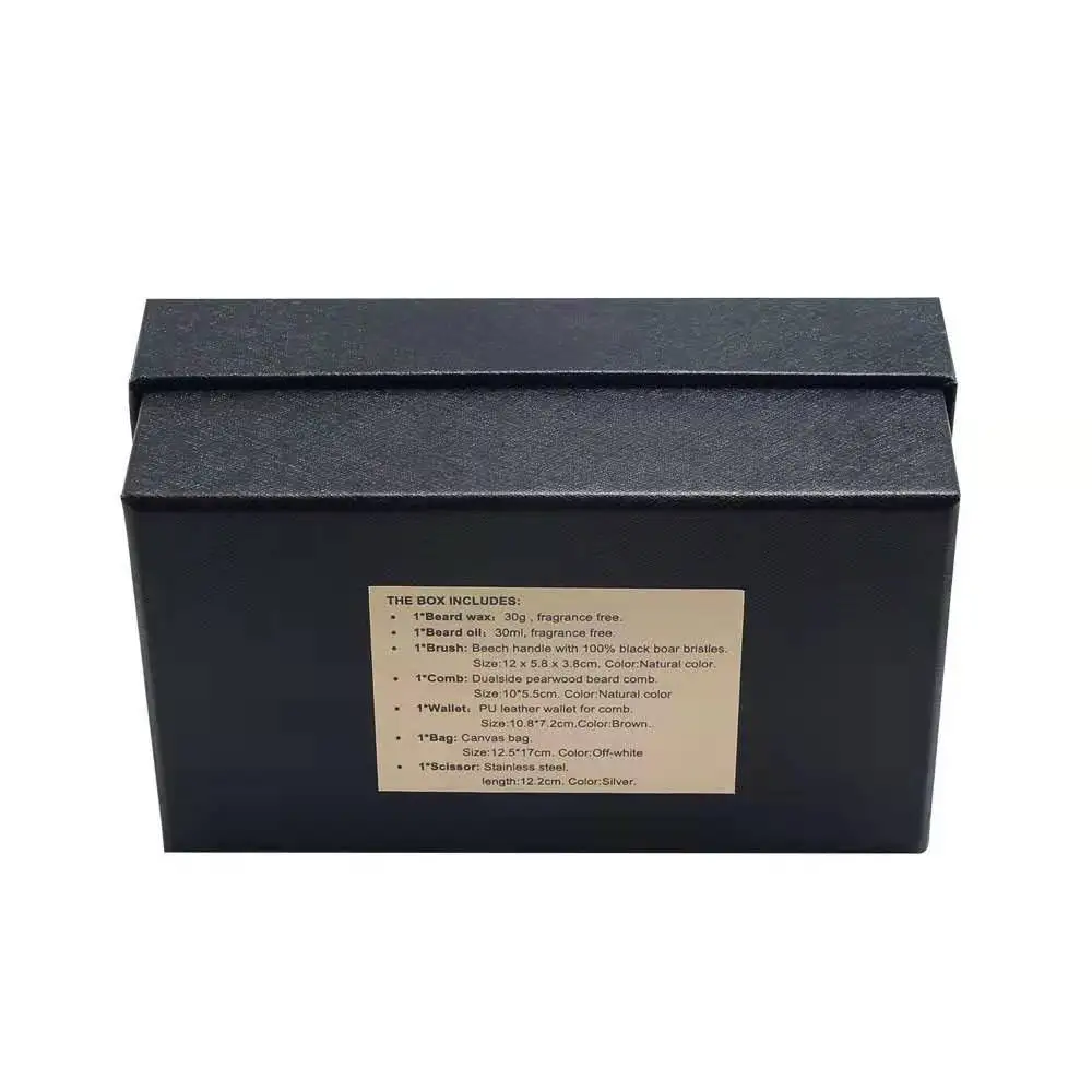 7 Pcs/set Beard Care Kit Beard Care Suit Beard Oil Beard Cream Double Side Comb Brush Bag Scissors 7 Sets