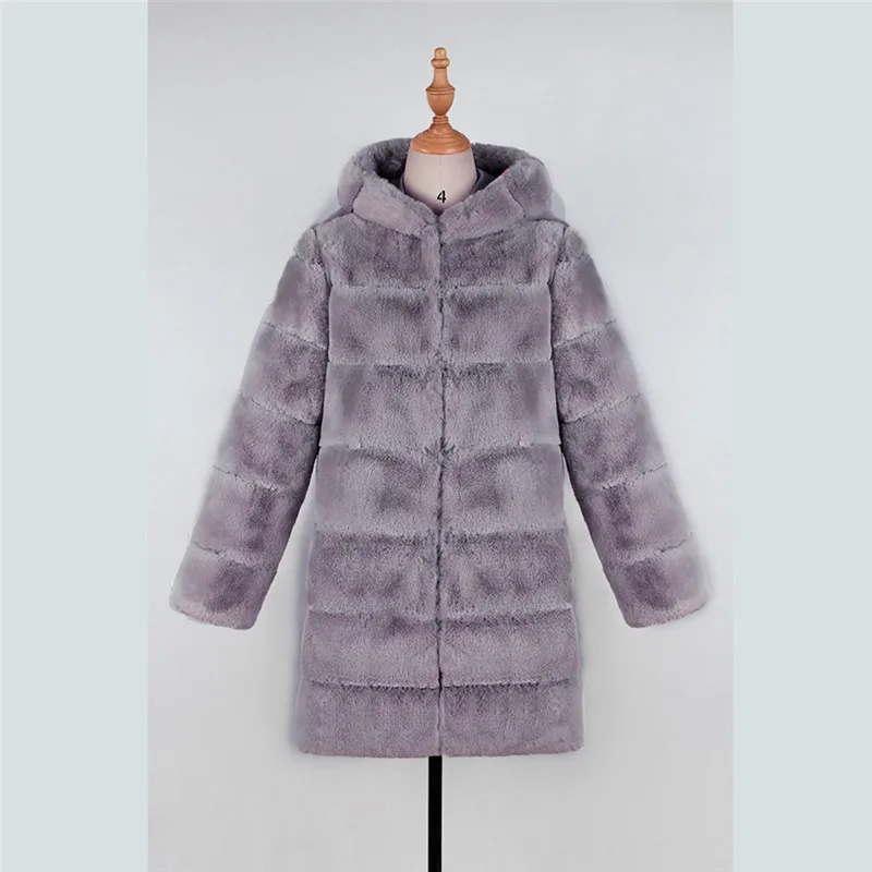 JAYCOSIN, зимнее плотное теплое пальто из искусственного меха для женщин, плюс размер, с капюшоном, с длинным рукавом, искусственный мех, куртка, Роскошные зимние меховые пальто