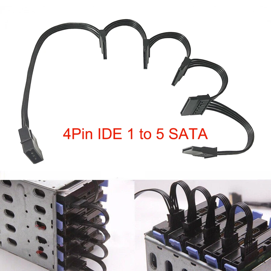 Новый 4pin IDE Molex 1 до 5 SATA Блок питания сплиттер кабель шнур для DIY ПК компьютер Sever|Компьютерные кабели и