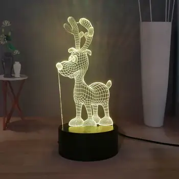 

Kids Best Christmas Gift Toy LED Child Night Light Cartoon Christmas Reindeer RGB 7colorful 3D Desk Lamp Cute Baby Bedroom Decor