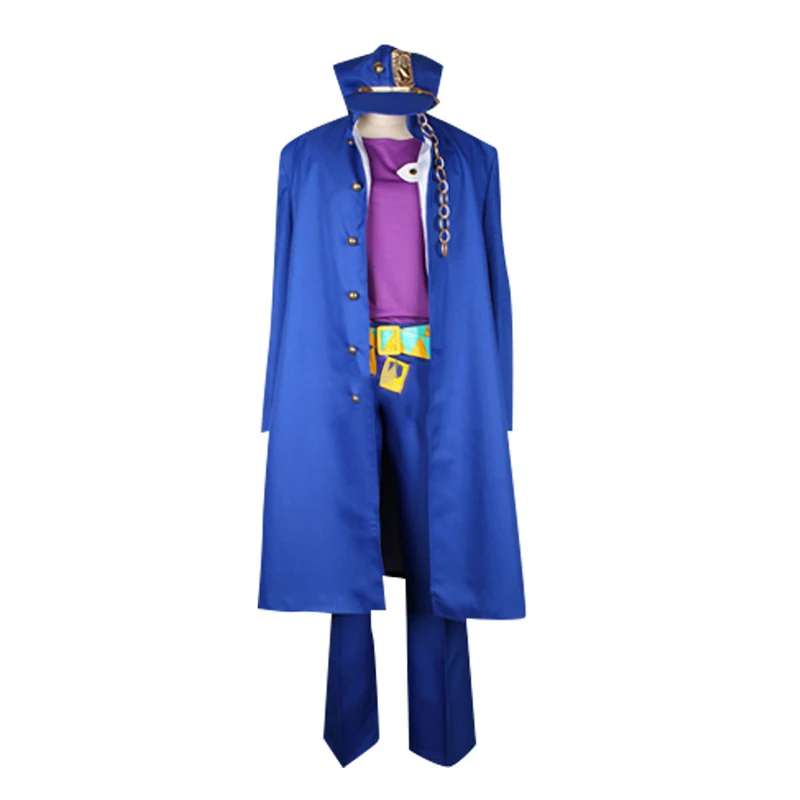 ; аниме «JoJo невероятное приключение Jotaro Kujo голубой костюм для косплея пальто полный набор Любой размер