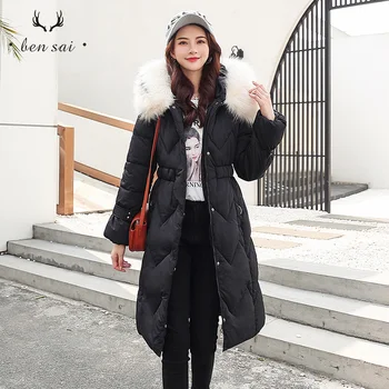 

Women Fashion Thicken Long Wool Hooded Coat Ladies Slim High Waist Solid Imitation Fur Warm Cotton Jackets Female Winter