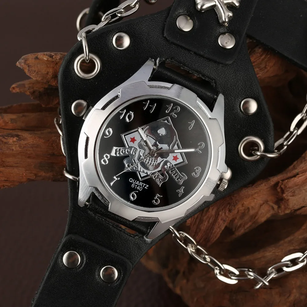 Часы с черепом, панк браслет, кварцевые часы, цепочка для наручных ...
