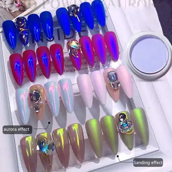

2020 New 1g/box Solid Nail Aurora Powder Ice Transparent Mirror Surface Chameleon Phantom Nude Mirror Magic Powder Decorati V4W6