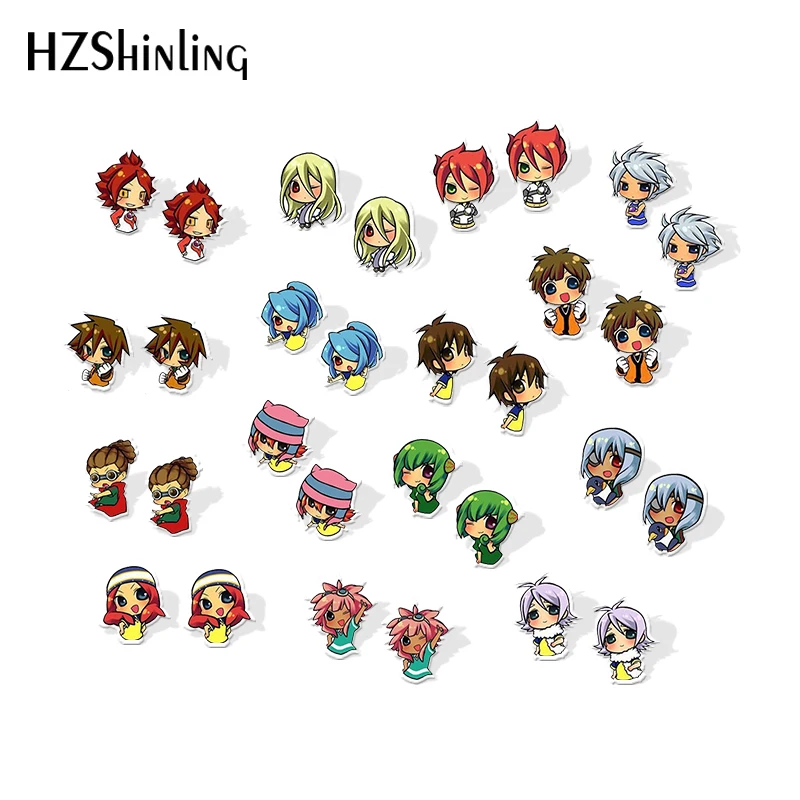Новинка Inazuma Eleven Go акриловые серьги Аниме Chibi серьги-гвоздики эпоксидные серебряные серьги