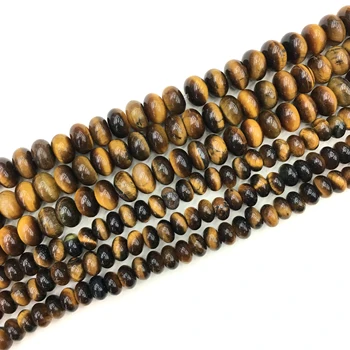 

Natural Tiger Eye Rondelle Loose Bead Healing Energy Stone DIY Jewelry Making & Handcraft Design 4x6mm 5x8mm