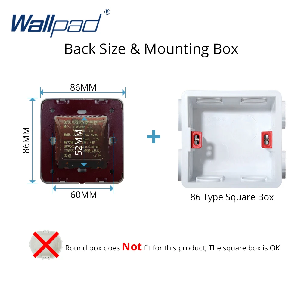 Wallpad сдвоенный вход USB быстрая экспресс зарядка настенная розетка Золотая панель светодиодный индикатор 5 в 3A