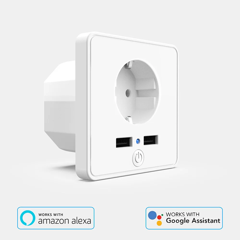 Wi-Fi умная розетка ЕС вилка Alexa Google Assistant приложение управление голосовым управлением два порта usb домашняя умная розетка (Франция не