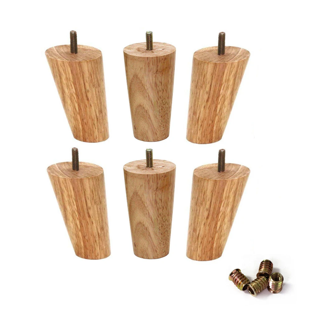 10cm Height Wood Color Rubber Wood Furniture Legs M8 Thread Replacement For Cabinet Chair Couch Table Bed Feet Pack Of 4 Furniture Legs Aliexpress