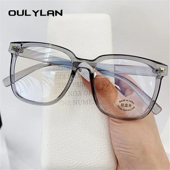 

Oulylan Computer Blue Light Glasses Women Men TR90 Black Eyeglasses Frames Vintage Oversized Optical Clear Myopia Frame Unisex