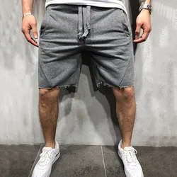 Short de plage pour hommes, couleur unie, Style sauvage, déchiré, pantalon court, jogging, entraînement, livraison directe, nouveau, été 