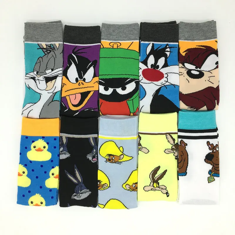 10 pairs/lot men and women Cute cartoon cotton socks Casual Hip Hop Creative Soft Comfortable Funny Novelty Dress socks