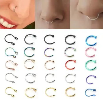 

1pcs U Shaped Fake Nose Ring Hoop Septum Rings Stainless Steel Nose Piercing Fake Piercing Jewelry Women Accessories Nose Stud