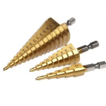 

3Pcs Metal Hexagonal Step Drill Taper Taper Set Taper Milling Cutter Set Hex Shank Step Drill Taper Metric 4-12/20/32Mm