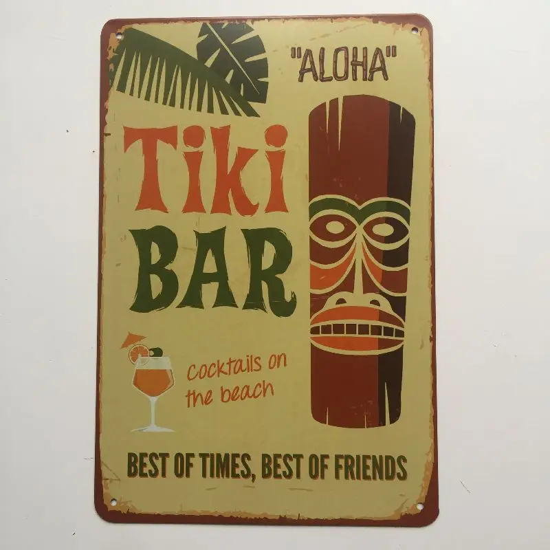 Tiki Bar металлическая табличка настенная наклейка винтажный постер в стиле ретро