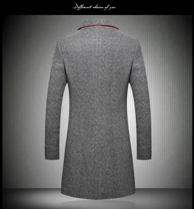 Модная мужская шерстяная куртка с длинными рукавами пальто с вышивкой Slim Fit мужские деловые куртки осень-зима новая мужская длинная куртка