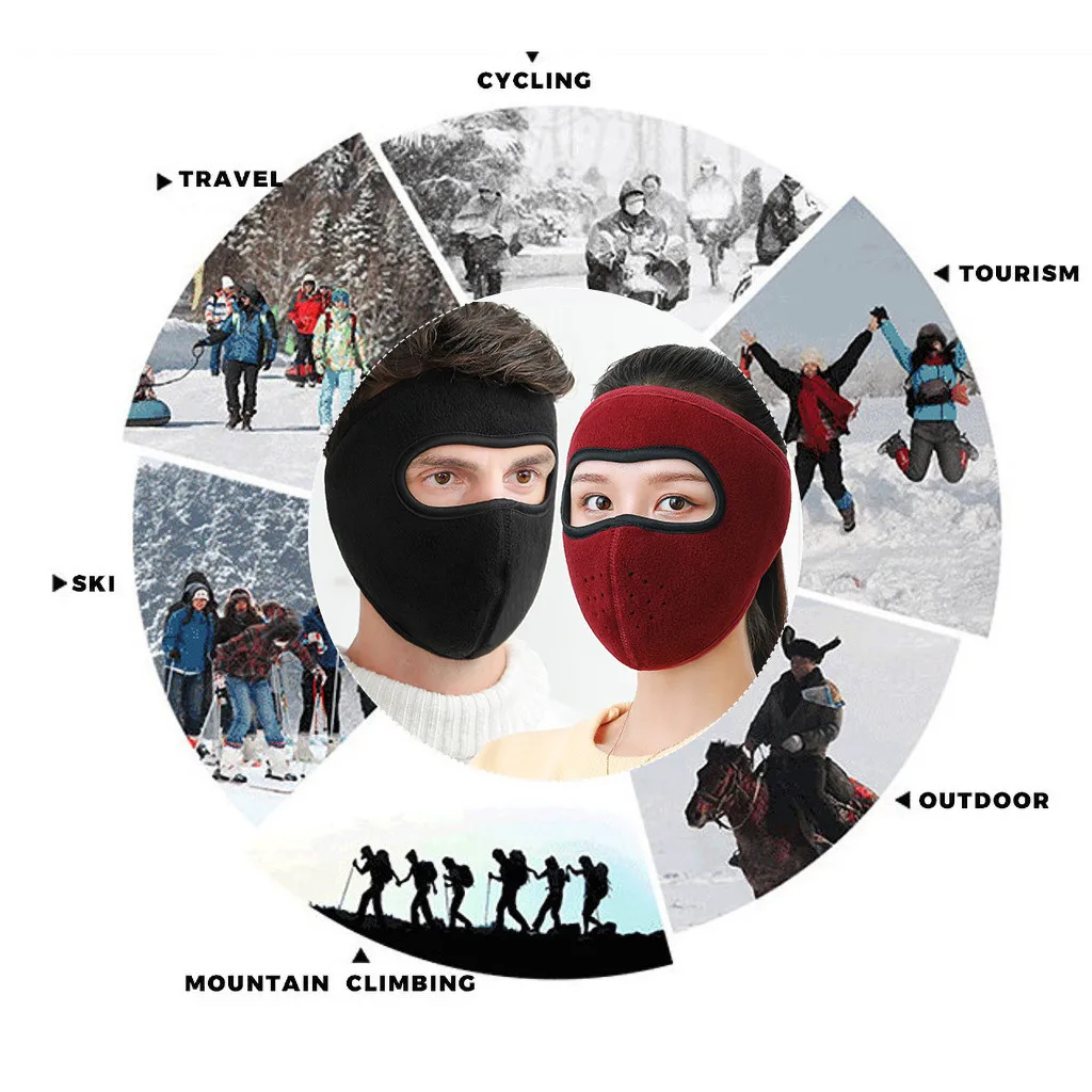 Теплая Зимняя Маска для мужчин и женщин, флисовые наушники для катания на лыжах, сноуборде, полумаска для лица, зимняя теплая маска, эластичная многофункциональная маска
