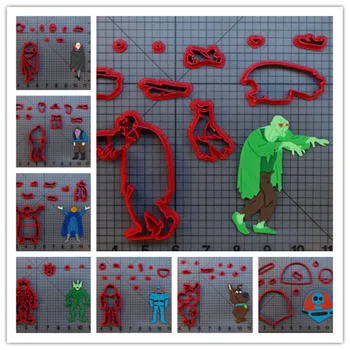 

Movie character Dracula headless horseman Miner scrappy doo sea demon space kook face zombie fondant cake cupcake cookie cutters