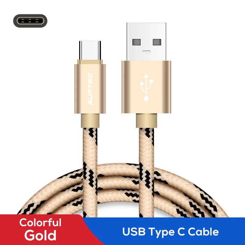 SUPTEC usb type-C кабель 3A Быстрая зарядка кабель для передачи данных Быстрая зарядка 3,0 type-C кабель для зарядки телефона для samsung S9 S8 huawei Xiaomi - Цвет: Colorful Gold