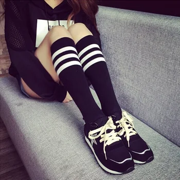 

Cotton Socks For Women Socks Knee High Socks Female Ladies Striped Long Socks Ventilation School Girls Sports Knee Socks