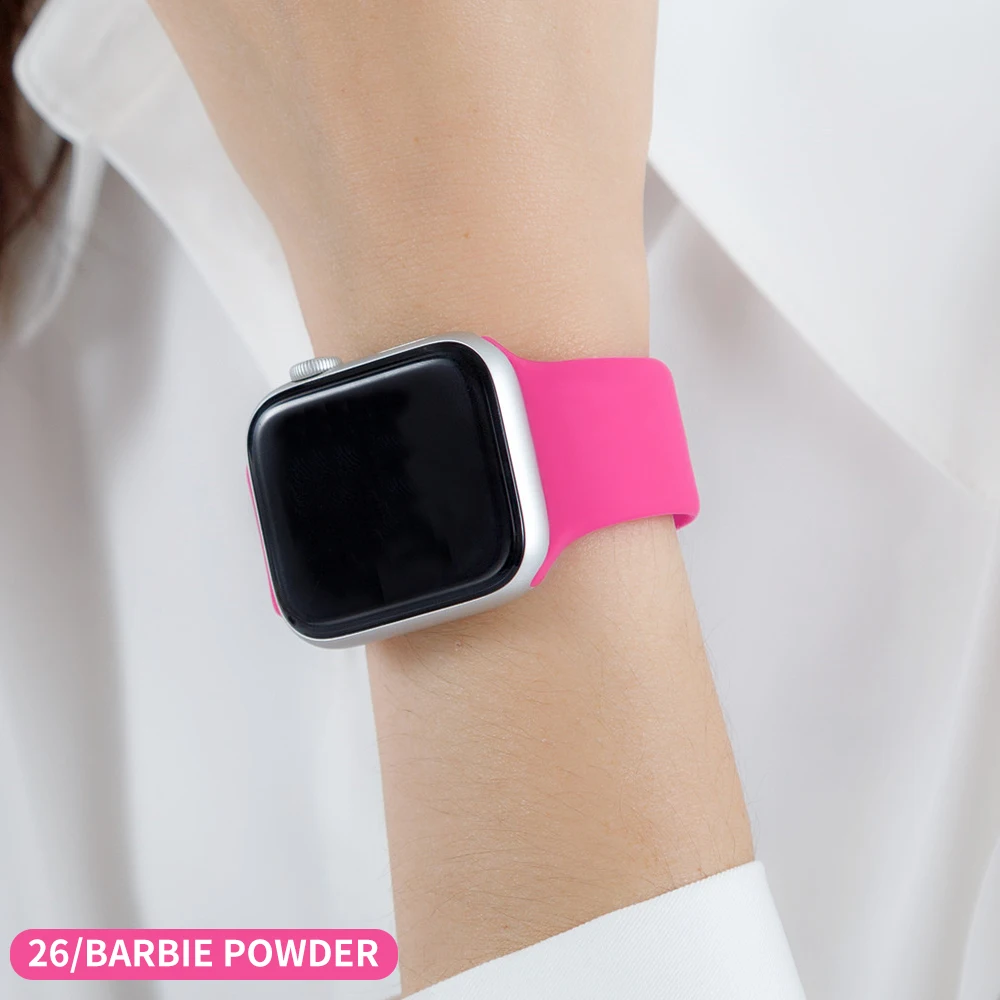 Barbie powder Ремешок для Apple Watch 38 мм 42 мм iWatch 4 ремешка 44 мм 40 мм спортивный силиконовый ремень браслет Apple watch 5 4 3 2 Аксессуары для ремешка - Цвет ремешка: Barbie powder