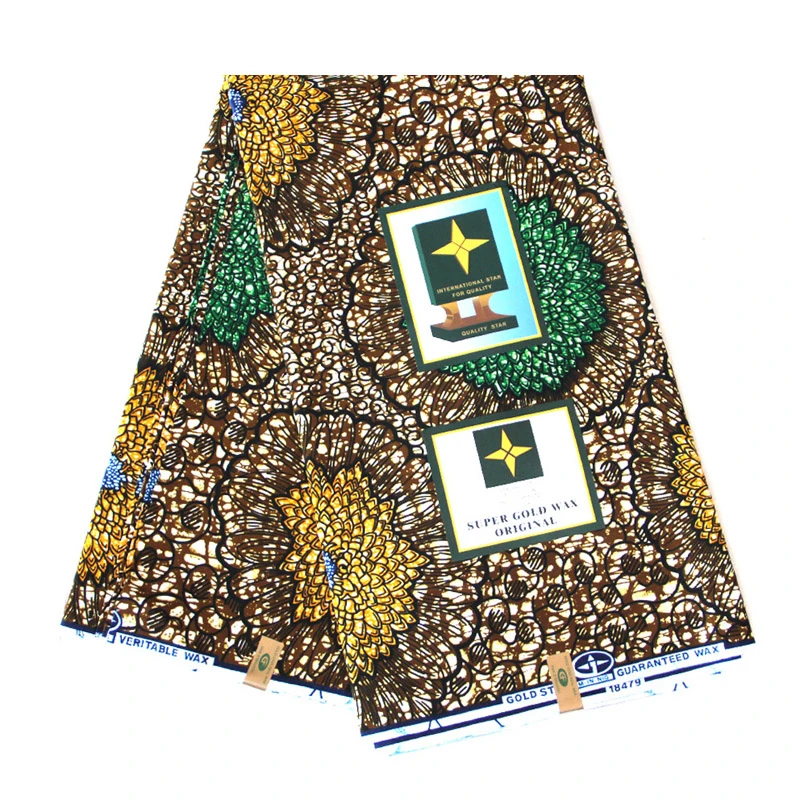 Африканская Хлопковая настоящая восковая ткань для женщин и мужчин дизайн 6 ярдов батик ткань из Анкары и Нигерии настоящий Wax320