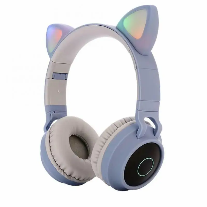 Cat Ear Baby Headphones Headset Wireless Bluetooth 5 0 Stereo Universal Ear Kids Gaming Flashing Glowing With Microphone