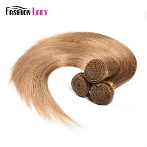 Image 5 - Fashion Lady Pre Colored Brazilian Hair Weave Bundles Blonde Human Hair Weave 27# Straight Hair Bundles Non remy