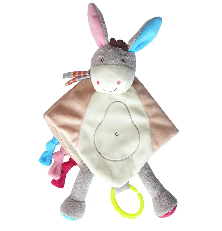 Детские игрушки одеяло носовой платок успокаивающее полотенце защитные одеяла с прорезывателем для сенсорного развития WJ586 - Цвет: Donkey