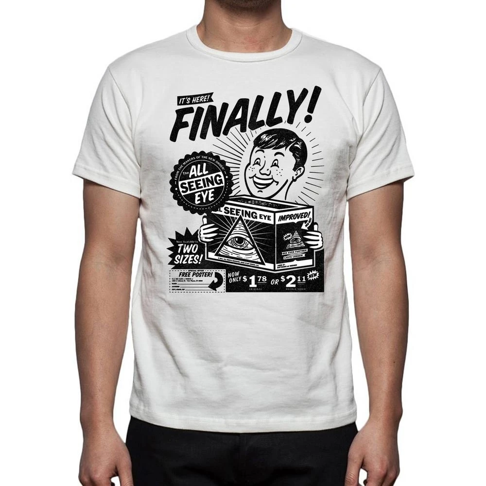 t shirt all seeing eye illuminati triangle pyramid telema lucifer cospiracy box satan satanist devil evil black 100% cotton |