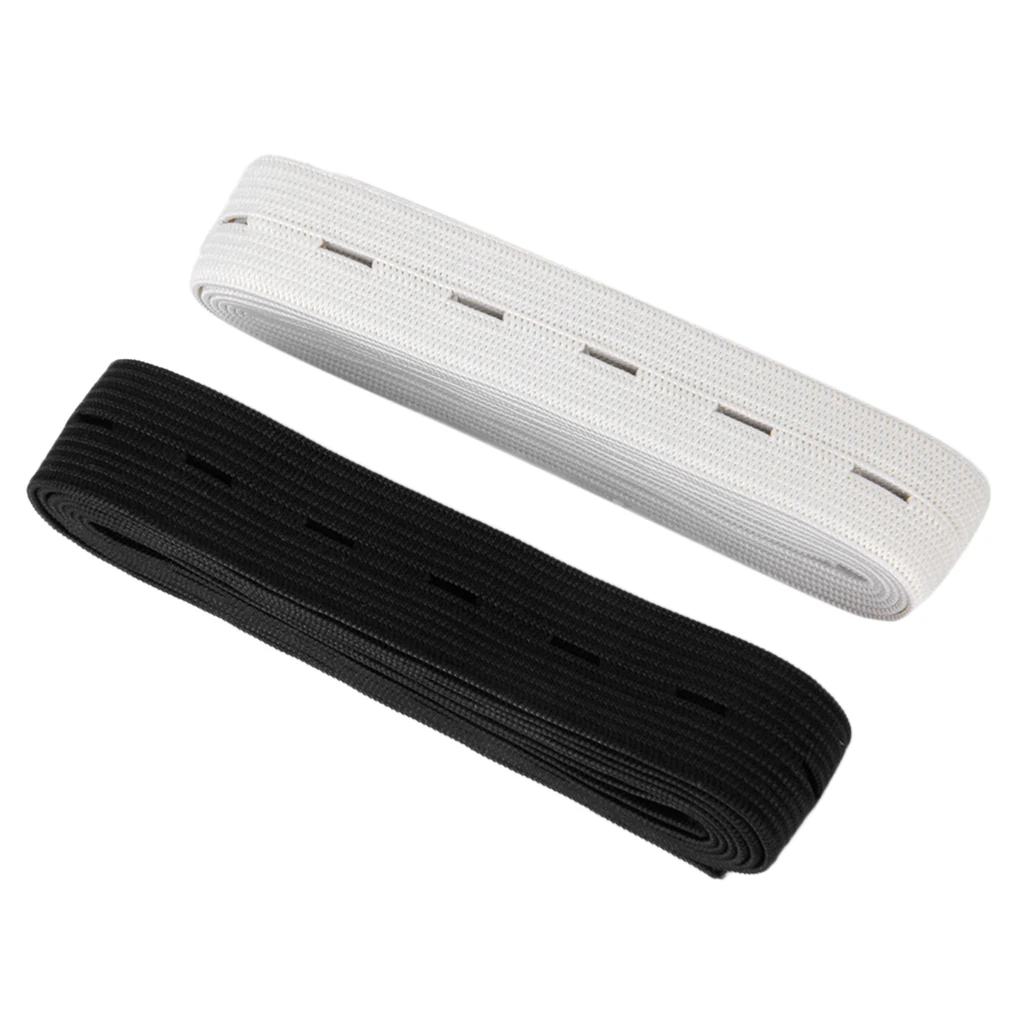 

2Pcs Black and White 20mm Buttonhole Elastic Sewing Dressmaking