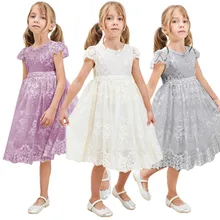 Платье для девочек; Детские платья для девочек; кружевная одежда принцессы с вышивкой для маленьких девочек; детская одежда; кружевные платья-пачки для девочек 3-8 лет
