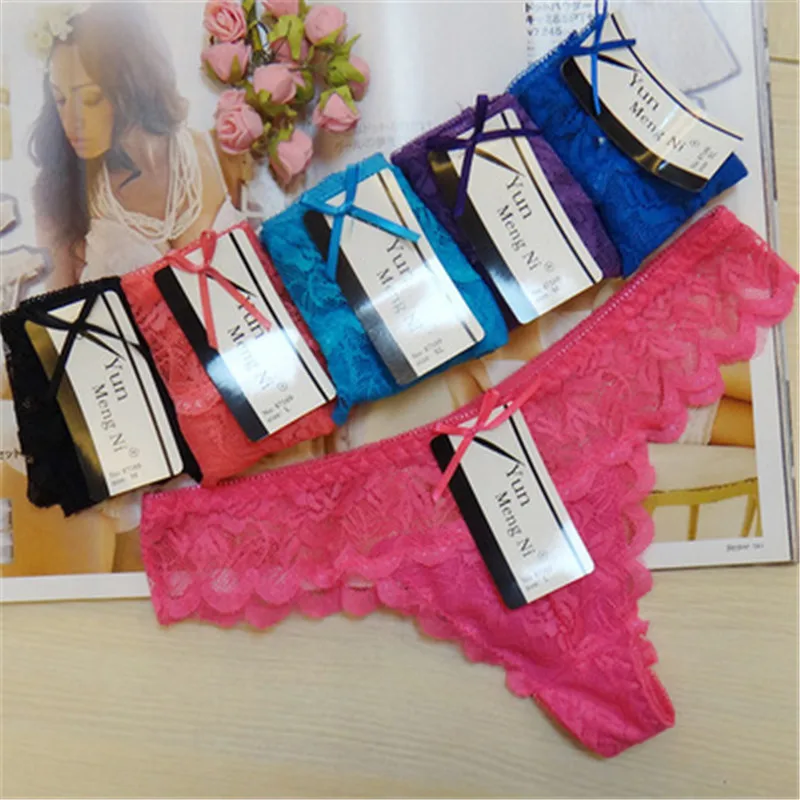 

3 Pcs Panties Women's Underwear Women's Bow Thongs Women's Sexy Lace T/Thongs Panties Interest Stock Lady thong culotte femme #N