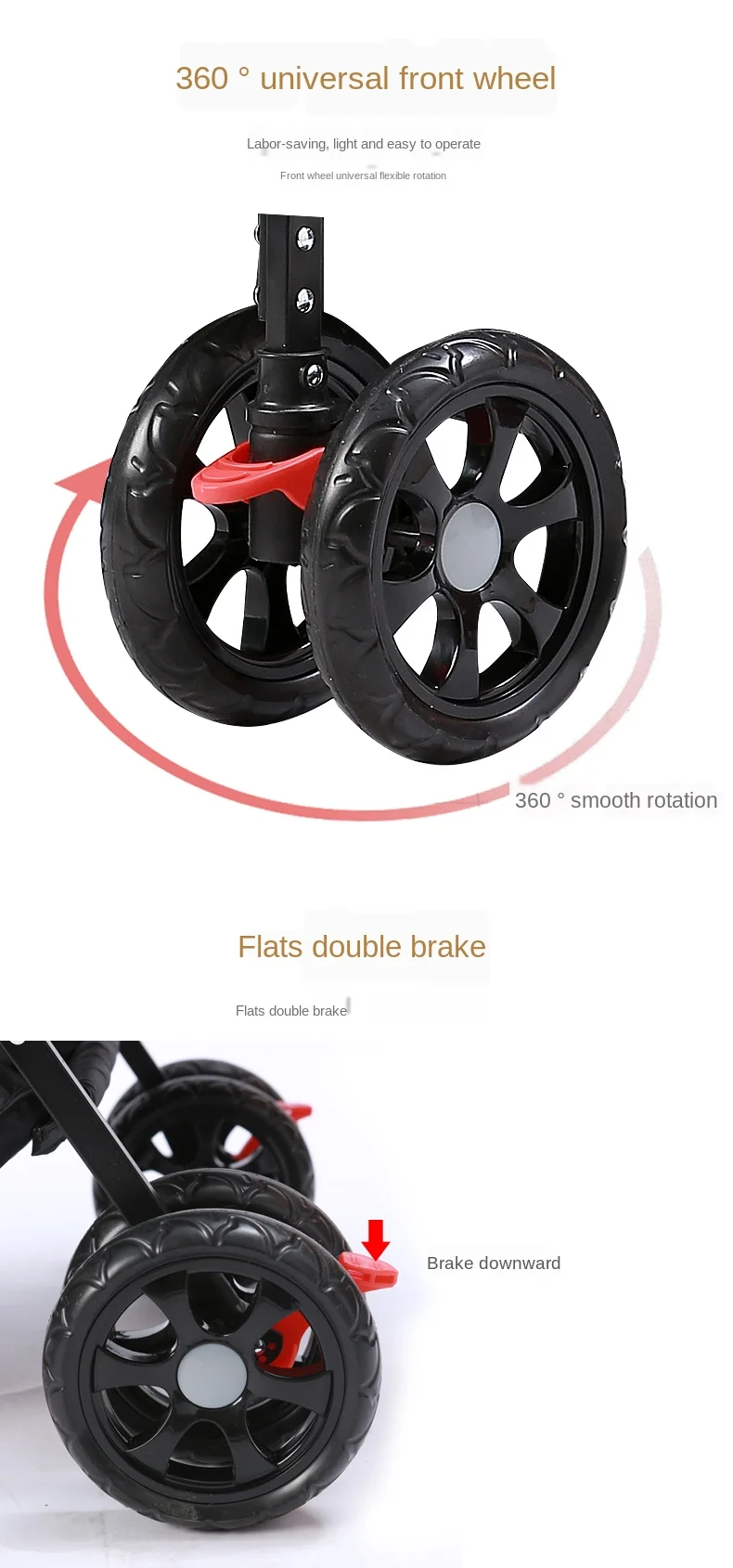 Double baby Stroller for Twins Omni-directional Wheels Half Lying Twin Baby Stroller Baby Double Jogging Stroller 360 Degree