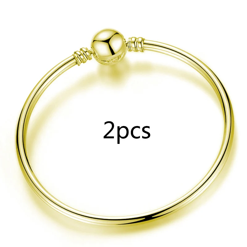 CHIELOYS 2 шт./лот подлинный посеребренный бренд браслет и браслеты рукоделие большое отверстие Европейский бисер "талисман" браслеты ювелирные изделия - Окраска металла: Gold 2pcs
