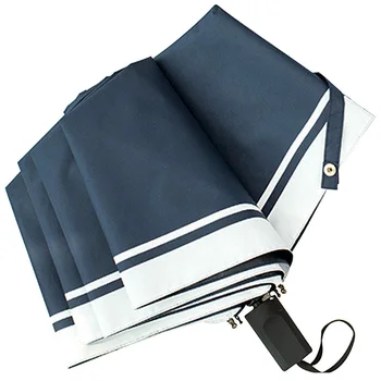 

Automatic tri-fold men's business creative umbrella windproof reinforcement black plastic shade advertising umbrella free sale 3