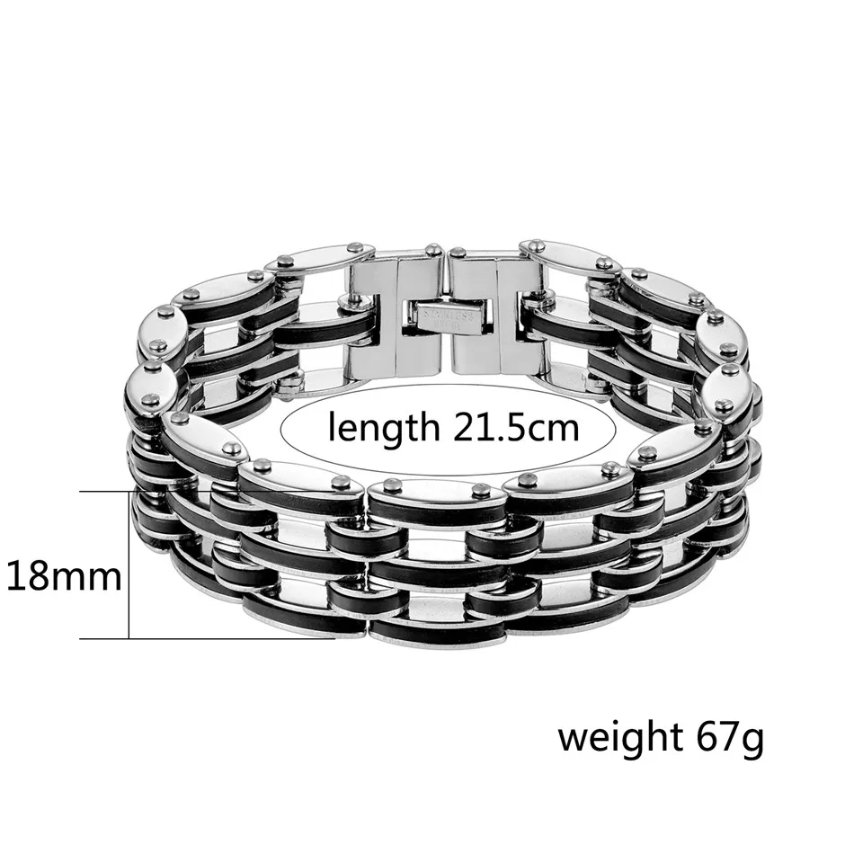 Men Bracelet Панк преувеличенный мужской браслет велосипедная цепь резиновый браслет из нержавеющей стали для мужчин аксессуар - Metal Color: Men Bracelet