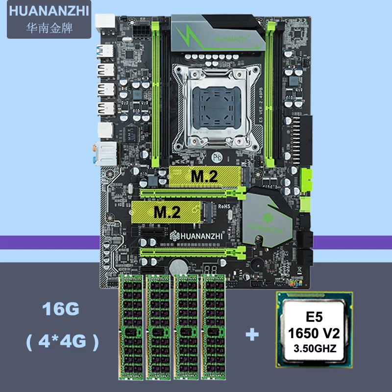 Новое поступление huanan Zhi компьютерное оборудование X79 LGA2011 материнская плата с M.2 слотом процессор Intel Xeon E5 1650 V2 ram 16G(4*4G) REG ECC