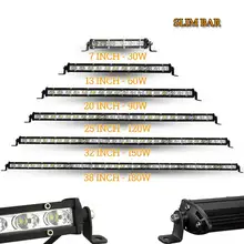 Светодиодный светильник для работы, 12 В, 24 В, автомобильный головной светильник s, тонкая автомобильная лампа для вождения " 13" 2" 25" 3" 38" для внедорожника 4x4, рампы для грузовиков ATV