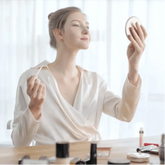 Беспроводная зарядка светодиодный портативное зеркало для макияжа Круглый 3 режима регулируемый для женщин JLRL88
