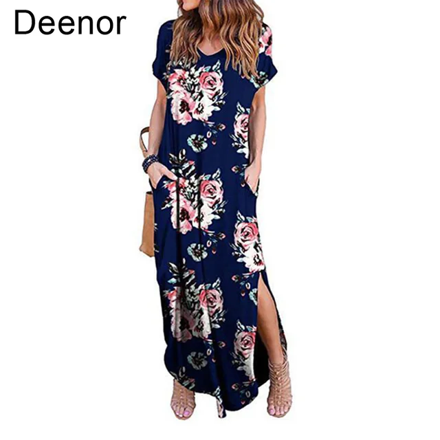 Plus Size 5XL Sexy Women Dress Summer 2020 Casual Short Sleeve Floral Maxi Dress For Women Long Dress Free Shipping Lady Dresses 6