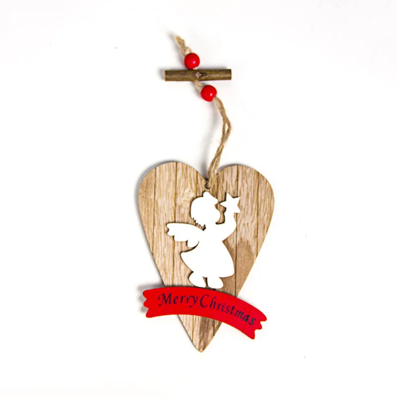 Welcome Merry Christmas Decorations Wood Hang Pendant Elk Angel Bell Xmas Christmas Tree Decoration Ornament Navidad