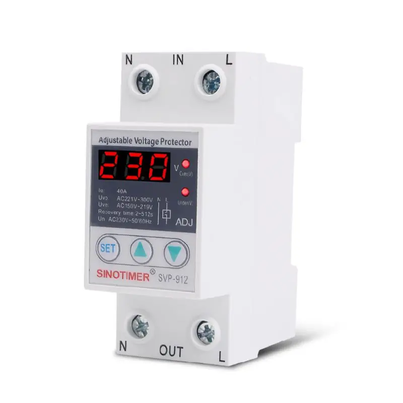 

220V Din Rail Adjustable Recovery Reconnect Over Under Voltage Protective Device Protector Relay Over Voltage Protection