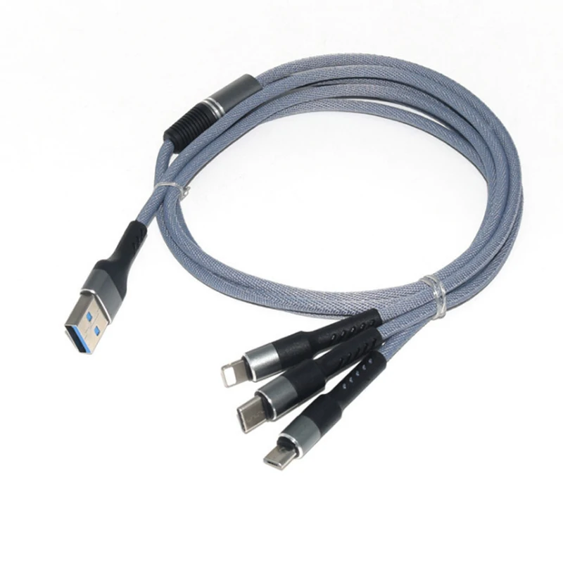 Type-c usb кабель для huawei xiaomi micro usb быстрая зарядка шнур для samsung oppo 3 в 1 быстрая зарядка кабель для andriod телефона - Цвет: Sliver