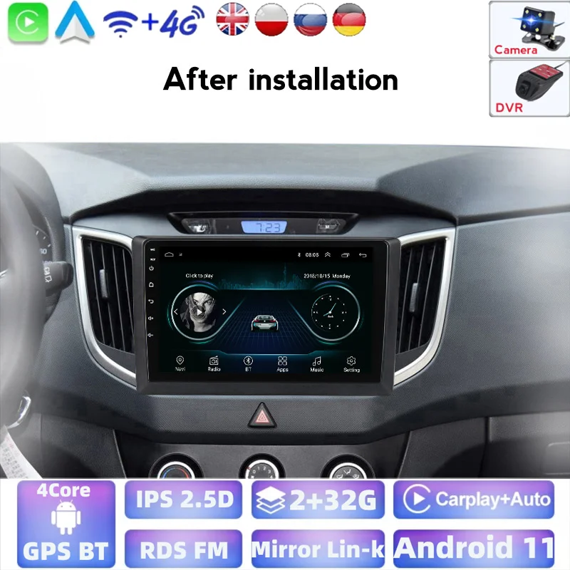 Автомагнитола на Android 2 ГБ + 32 мультимедийный видеоплеер с GPS-навигацией для Hyundai