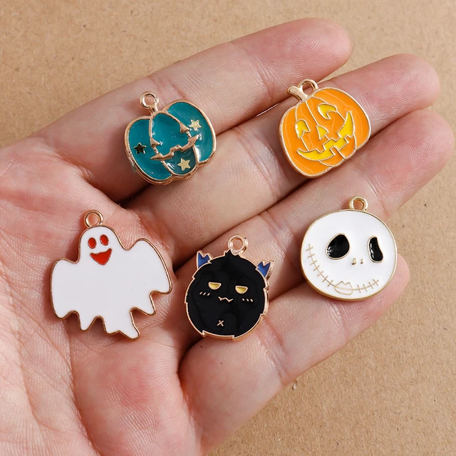 Holiday Charms For Jewelry Making 10pcs/lot Enamel Cute Pumpkin