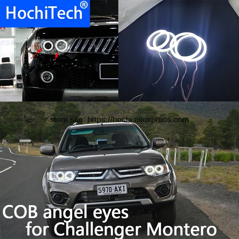 

Для Mitsubishi Challenger Montero Sport 2008-2016 COB Светодиодный дневной светильник Белый Halo Cob Led Angel Eyes Ring Error Free Ultra bright