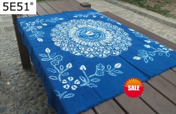 

Japanese Bandhani Tie dye Round flowers Hand Painting / Handmade Shibori Square Table Cloth Many Uses Mats pads Cover