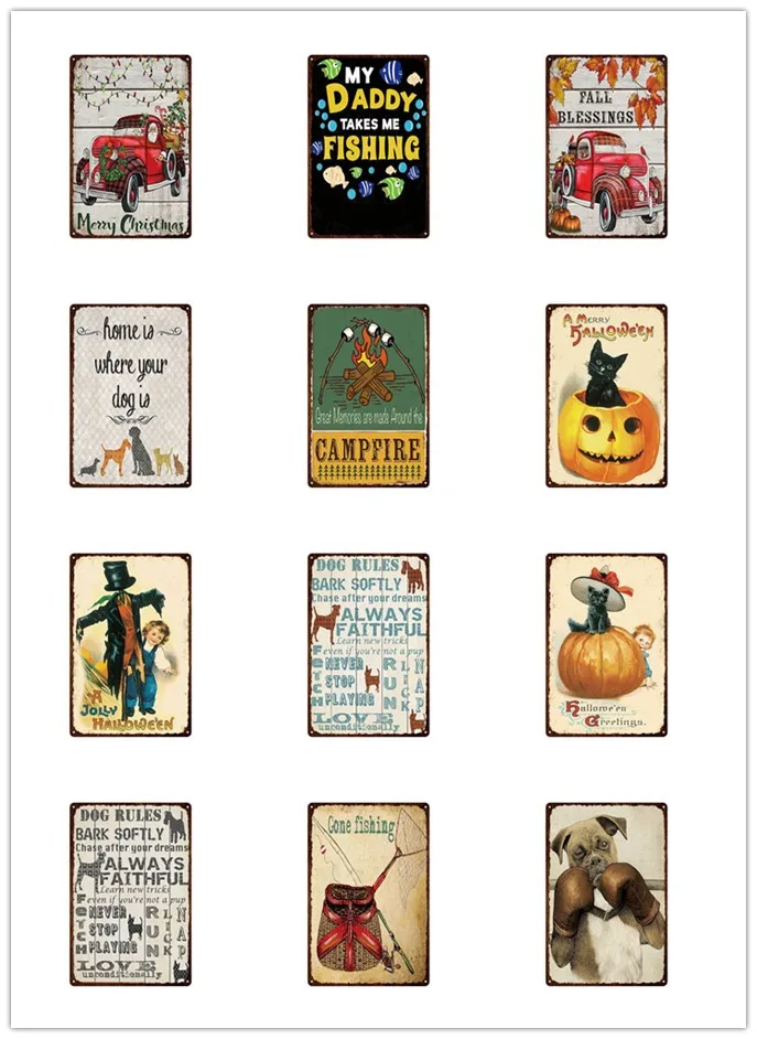 

FISH Tin Sign Plaque Metal Vintage Metal Sign Wall Decor for Bar Pub Club Man Cave Retro Signs Metal Painting