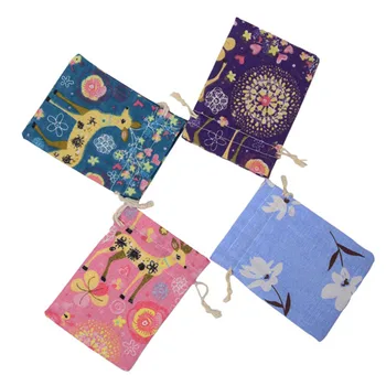 

24pcs Cotton linen bag Christmas Printed Handmade Drawstring Tote Party Gift Bag Wedding